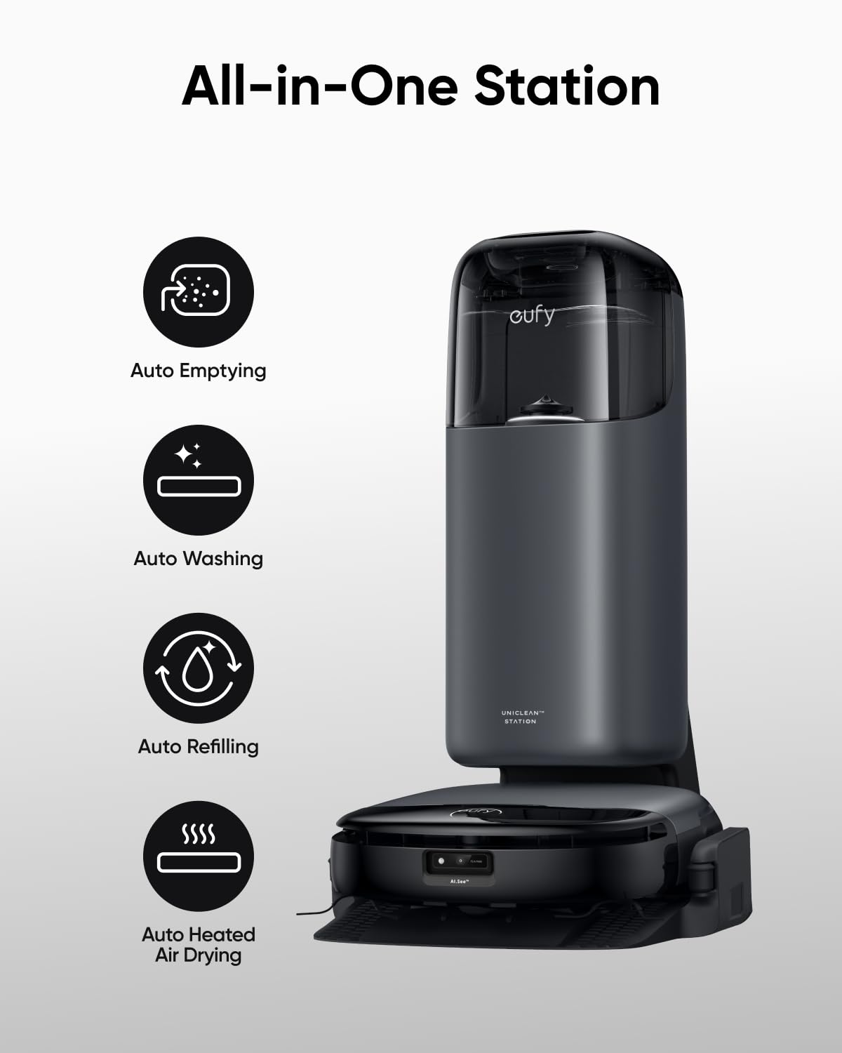 Omni S1,Robot Vacuum Cleaner with Mop, 8000 Pa Powerful Suction, All-in-One Station, Smart Obstacle Avoidance, Lift Mop, Wi-Fi, App, Alexa, Corner-to-Edge Deep Cleaning